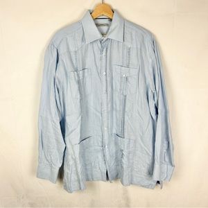 NONO MALDONADO 100% Linen 4 Pocket Resort Button‎ Down Shirt Large Light Blue